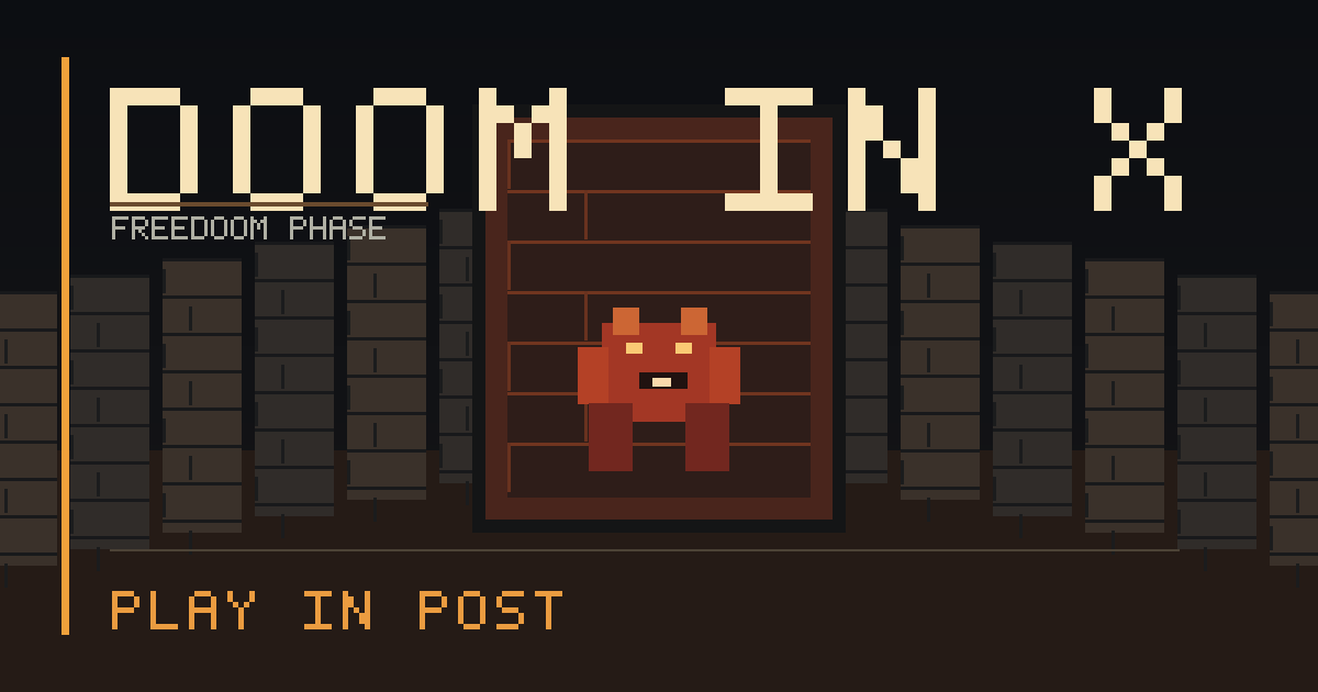Pixel-art preview of a first-person shooter